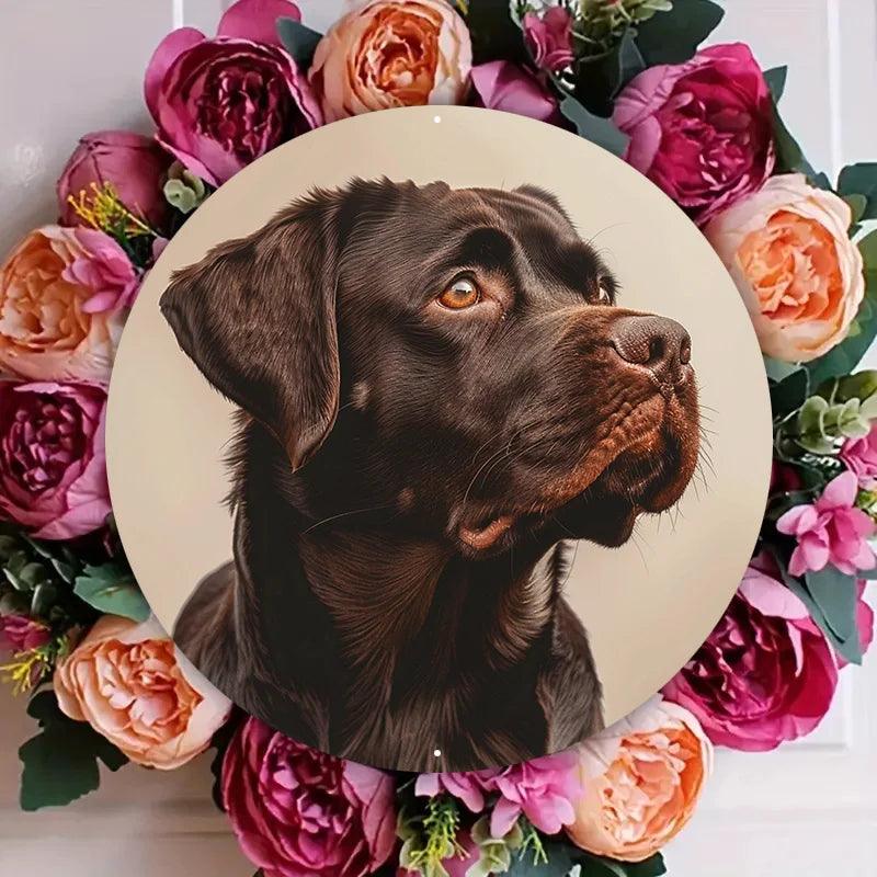 Aluminum Dog Pattern Sign | 2D Flat Circular Wall Art Decor HomeRoots Supply