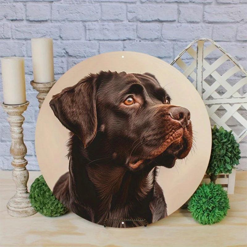 Aluminum Dog Pattern Sign | 2D Flat Circular Wall Art Decor HomeRoots Supply