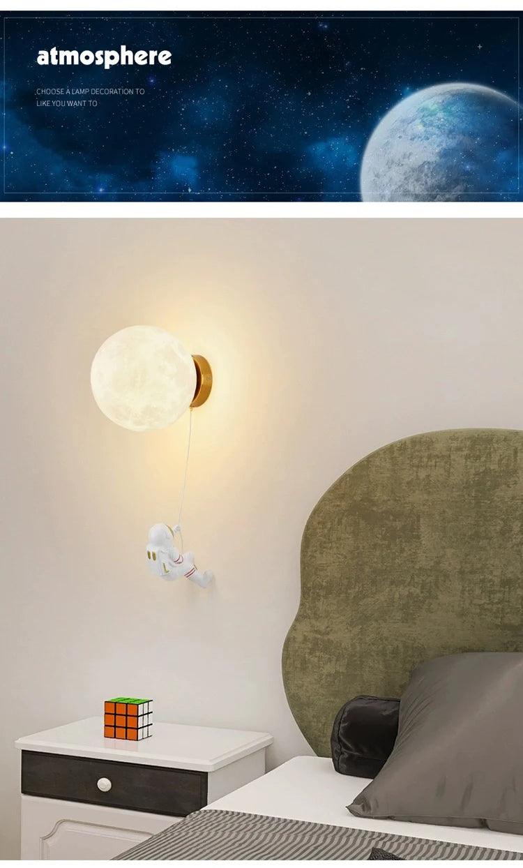 Astronaut LED Moon Wall Lamp HomeRoots Supply