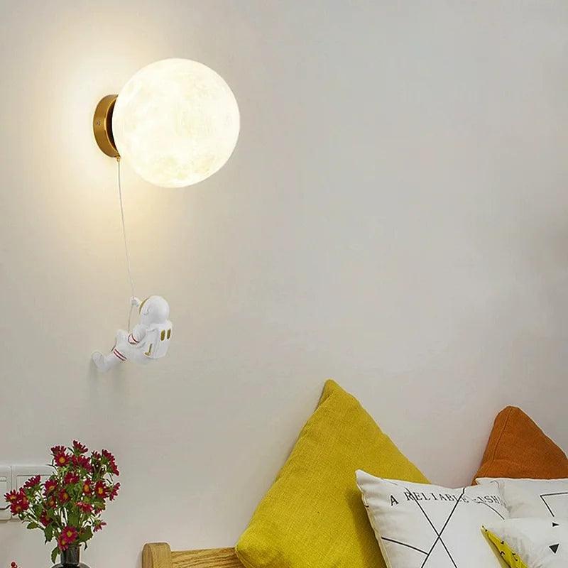 Astronaut LED Moon Wall Lamp HomeRoots Supply