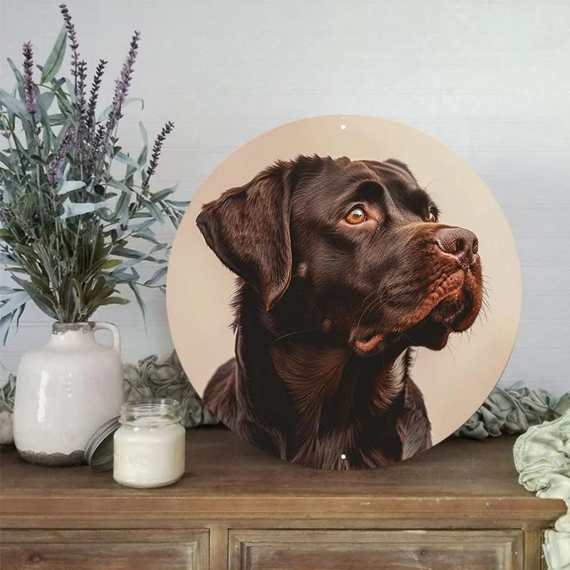 Aluminum Dog Pattern Sign | 2D Flat Circular Wall Art Decor HomeRoots Supply