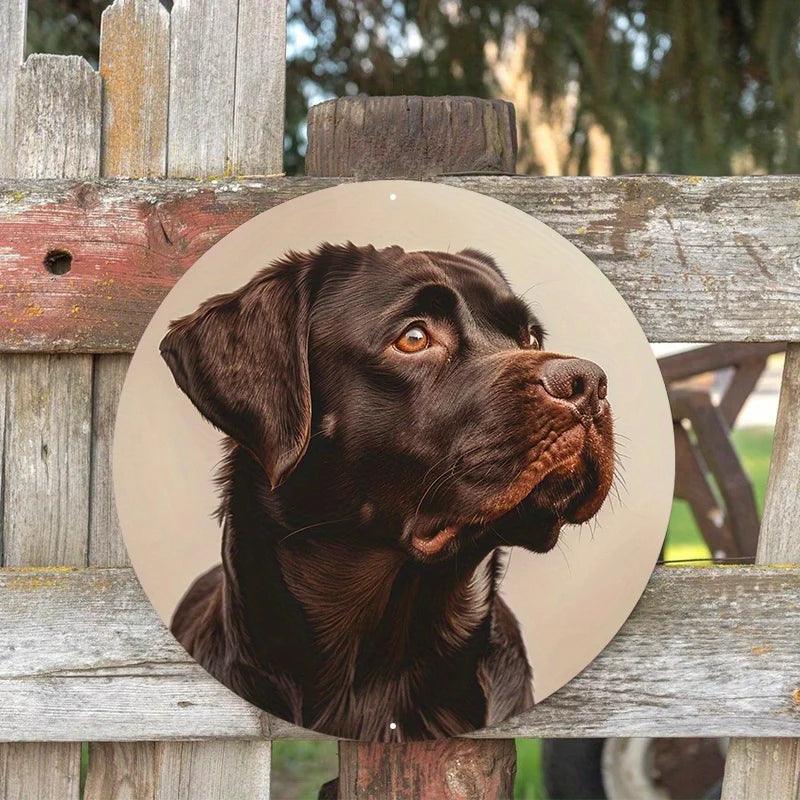 Aluminum Dog Pattern Sign | 2D Flat Circular Wall Art Decor HomeRoots Supply